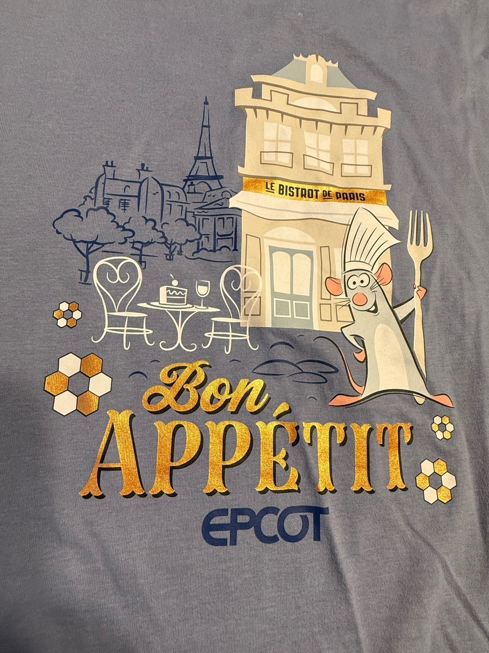 Disney’s Epcot 'Bon Appetit' Ratatouille Light Blue Graphic Tee - Size XL - NWT - Picture 4 of 5